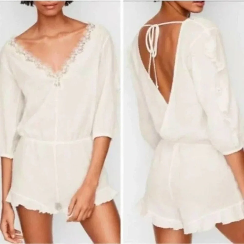 Victorias‎ Secret Lace Romper 100% Cotton White Size XS NEW!!